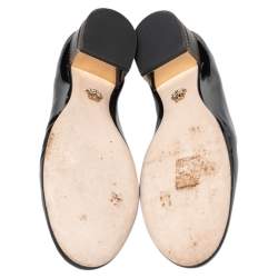 Pre Owned حذاء كعب عالي فيرساتشي جلد لامع أسود مزخرف ميدوسا كعب سميك مقاس 36