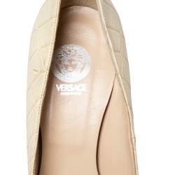 Versace Beige Croc Embossed Leather Pointed Toe Pumps Size 36