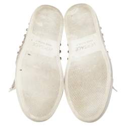 Pre Owned Versace Gold Leather Studded High Top Sneakers Size 39