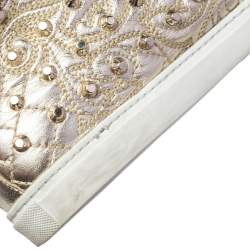 Pre Owned Versace Gold Leather Studded High Top Sneakers Size 39