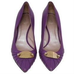Versace Purple Leather Pointed Toe Pumps Size 41