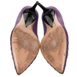Versace Purple Leather Pointed Toe Pumps Size 41