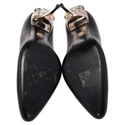 Pre Owned Versace Black Leather Medusa Heel Pumps Size 40