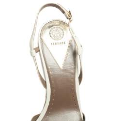Versace White Patent Leather Quilted Wedge Platform Sandals Size 40