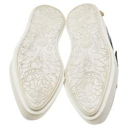 Pre Owned حذاء رياضي فيرساتشي جلد أسود مزخرف ميدوسا عنق منخفض شريط فيلكرو مقاس 37 