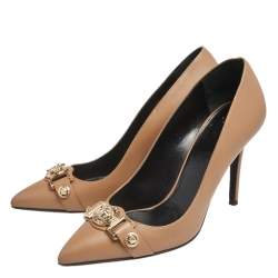 Pre Owned Versace Brown Leather Pointed Toe Pumps Size 40