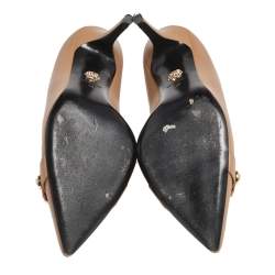Pre Owned Versace Brown Leather Pointed Toe Pumps Size 40
