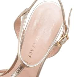 Versace Gold Leather and Mesh Double Platform Sandals Size 38.5