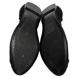 Versace Black Suede Embellished Scrunch Ballet Flats Size 39