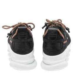 Versace Black Mesh And Nubuck Chain Reaction Sneakers Size 39
