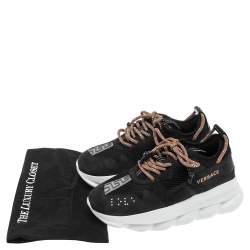 Versace Black Mesh And Nubuck Chain Reaction Sneakers Size 39