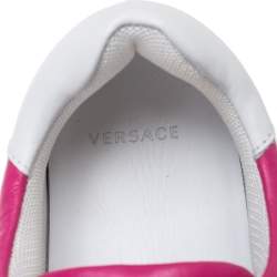 Pre Owned Versace Pink Leather Slip-On Sneakers Size 36