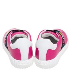 Pre Owned Versace Pink Leather Slip-On Sneakers Size 36