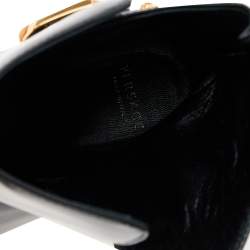 Pre Owned Versace Black Leather Medusa Ankle Length Boots Size 37