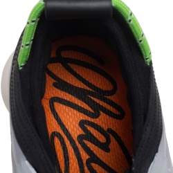 Pre Owned Versace Multicolor Snakeskin Embossed Leather, Rubber and Leather Chain Reaction Sneakers Size 39