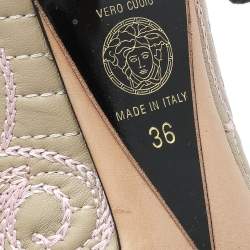 Versace Multicolor Embroidered Quilted Leather Peep Toe Pumps Size 36