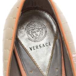 Versace Multicolor Embroidered Quilted Leather Peep Toe Pumps Size 36