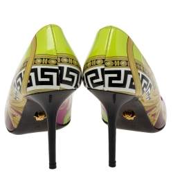 Pre Owned Versace Multicolor Voyage Barocco Print Patent Leather Pumps Size 38
