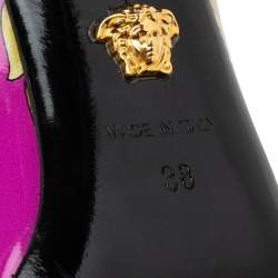 Pre Owned Versace Multicolor Voyage Barocco Print Patent Leather Pumps Size 38
