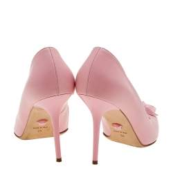 Pre Owned Versace Pink Leather Medusa Pointed Toe Pumps Size 39