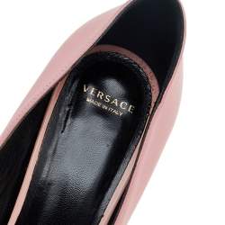 Pre Owned Versace Pink Leather Medusa Pointed Toe Pumps Size 39