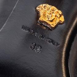 Pre Owned Versace Black Leather Medusa Head Pointed-Toe Pumps Size 38