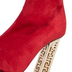 Pre Owned Versace Red Suede Platform Over The Knee Boots Size 39