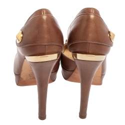 Versace Brown Leather D'orsay Pumps Size 38