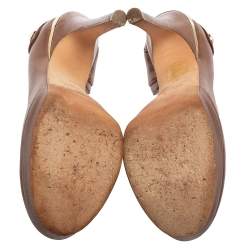 Versace Brown Leather D'orsay Pumps Size 38