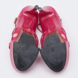 Pre Owned Versace Pink Leather Platform Mary Jane  Pumps Size 36