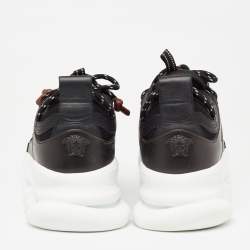 Pre Owned Versace Black Suede And Mesh Chain Reaction Sneakers Size 40