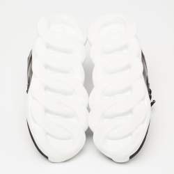 Pre Owned Versace Black Suede And Mesh Chain Reaction Sneakers Size 40