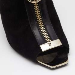 Pre Owned Versace Black Suede Medusa Zip Mule Sandals Size 38