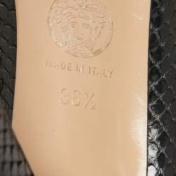 Pre Owned Versace Black Snakeskin Embossed Leather Open Toe Pumps Sze 36.5