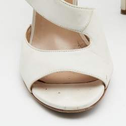 مملوكة مسبقًا Versace White Leather Cutout Calf Length Sandals 39