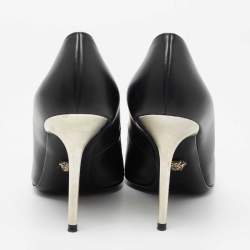 Pre Owned Versace Black Leather Palazzo Pointed Toe Pumps Size 38