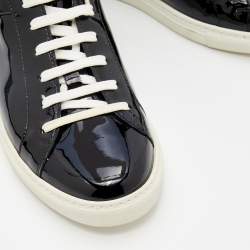 Pre Owned Versace Black Patent Leather Medusa Head Embellished Low Top Sneakers Size 38