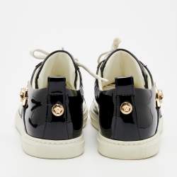 Pre Owned Versace Black Patent Leather Medusa Head Embellished Low Top Sneakers Size 38