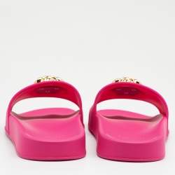 Pre Owned Versace Fuchsia Rubber Palazzo Pool Slides Size 41