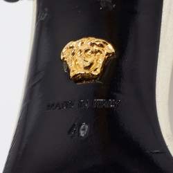 Pre Owned Versace Metallic Gold  Leather Medusa Chain Ankle Strap Sandals Size 40 