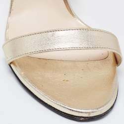 Pre Owned Versace Metallic Gold  Leather Medusa Chain Ankle Strap Sandals Size 40 