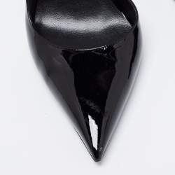 Pre Owned Versace Black Patent Leather Safety-Pin Ankle Strap Pumps Size 40