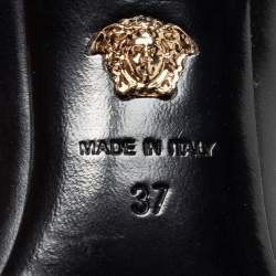 Pre Owned حذاء كعب عالي فيرساتشي ميدوسا جلد لامع أسود مقاس 37