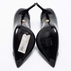 Pre Owned حذاء كعب عالي فيرساتشي ميدوسا جلد لامع أسود مقاس 37