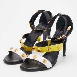 Versace Multicolor Leather Medusa Open Toe Ankle Strap Sandals Size 39