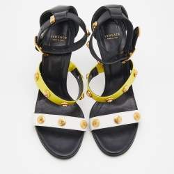 Versace Multicolor Leather Medusa Open Toe Ankle Strap Sandals Size 39