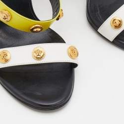 Versace Multicolor Leather Medusa Open Toe Ankle Strap Sandals Size 39