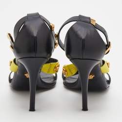Versace Multicolor Leather Medusa Open Toe Ankle Strap Sandals Size 39
