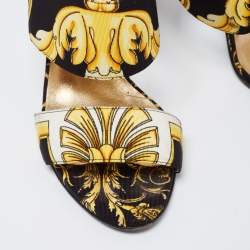 Versace Black Baroque Print Canvas Tribute Sandals Size 38