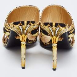 Versace Black Baroque Print Canvas Tribute Sandals Size 38